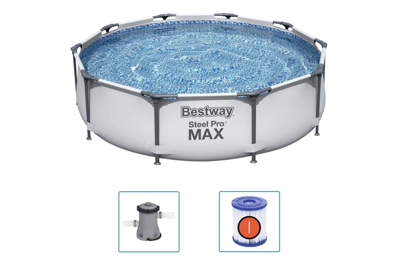 Bestway Steel Pro MAX Svømmebasseng 305x76 cm - Grå - Frittstående basseng