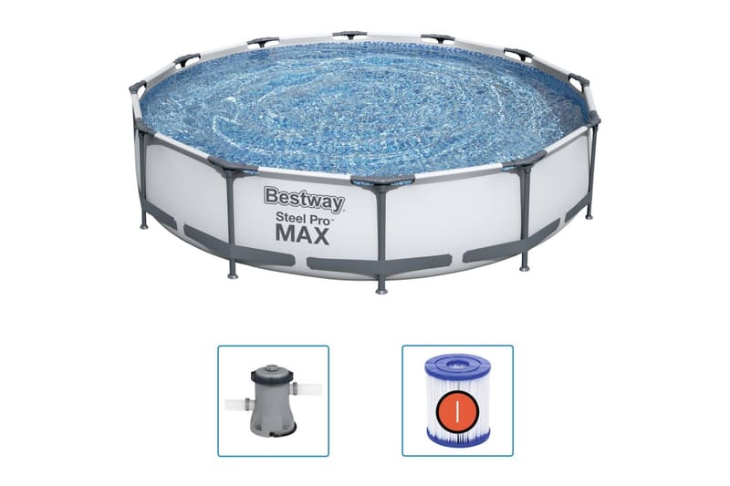 Bestway Svømmebasseng Steel Pro MAX 366x76 cm - Grå - Hage - Utendørsbad - Basseng - Frittstående basseng