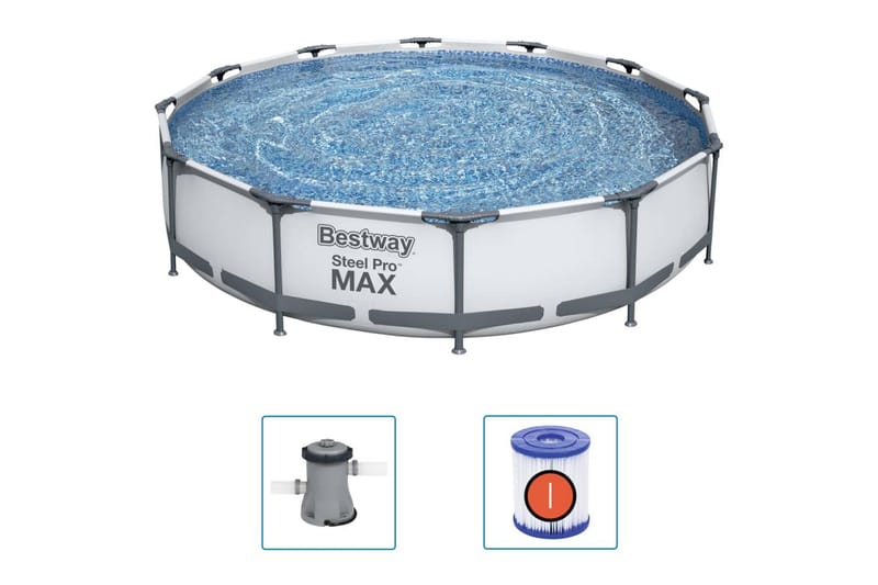Bestway Svømmebasseng Steel Pro MAX 366x76 cm - Grå - Frittstående basseng