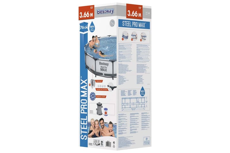Bestway Svømmebasseng Steel Pro MAX 366x76 cm - Grå - Hage - Utendørsbad - Basseng - Frittstående basseng