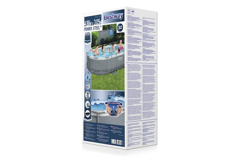 Bestway Power Steel Basseng over bakken 4,88 x 3,05 m Grå - Bestway - Hage - Utendørsbad - Basseng - Frittstående basseng
