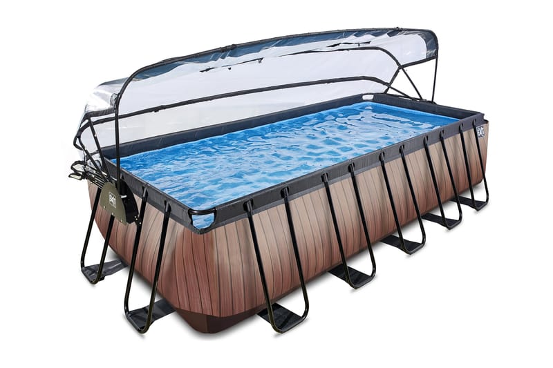 Exit Pool 122x540 cm med Tak + Varmepumpe - Brun - Glassfiberbasseng - Frittstående basseng