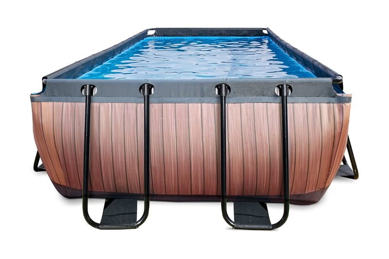 Exit Pool 100x540 cm med Tak + Varmepumpe - Brun - Glassfiberbasseng - Frittstående basseng