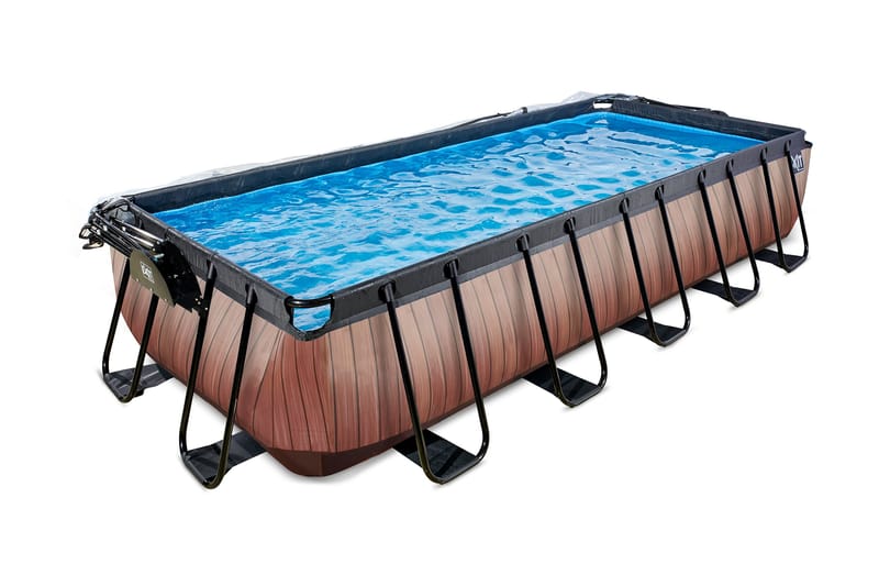 Exit Pool 100x540 cm med Tak + Varmepumpe - Brun - Glassfiberbasseng - Frittstående basseng