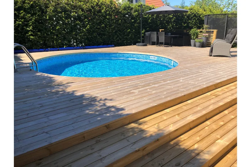 Pool over bakken Planet Pool Planet Pool stålveggbasseng Premium rund 4,2x1,2 m nedgravd L:Ca Vit - Hage - Utendørsbad - Basseng - Frittstående basseng