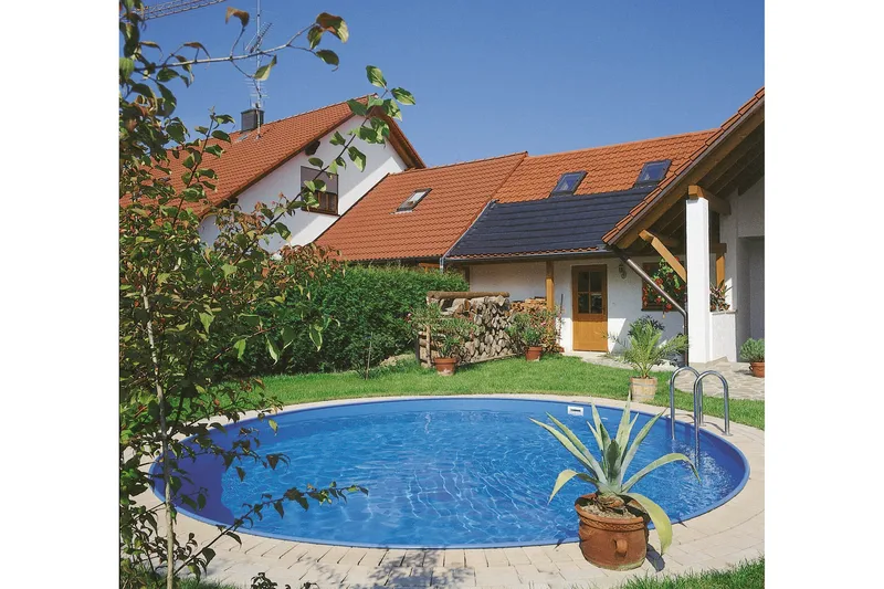 Pool over bakken Planet Pool Planet Pool stålveggbasseng Premium rund 4,2x1,2 m nedgravd L:Ca Vit - Hage - Utendørsbad - Basseng - Frittstående basseng