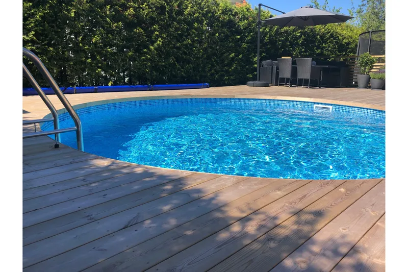 Pool over bakken Planet Pool Planet Pool stålveggbasseng Premium rund 4,2x1,2 m nedgravd L:Ca Vit - Hage - Utendørsbad - Basseng - Frittstående basseng