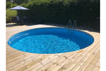 Pool over bakken Planet Pool Planet Pool stålveggbasseng Premium rund 5,0x1,5 m nedgravd L:Pe Grå - Hage - Utendørsbad - Basseng - Frittstående basseng