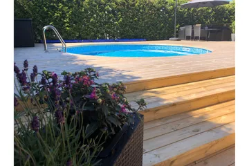 Stålveggbasseng Premium Rund 3,5x1,5m Innebygd L:Carrara 0. - Planet Pool - Hage - Utendørsbad - Basseng - Frittstående basseng