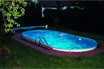 Stålveggbasseng Premium Oval 8,0x4,2x1,5m Innebygd L:Blå 0. - Planet Pool - Hage - Utendørsbad - Basseng - Frittstående basseng