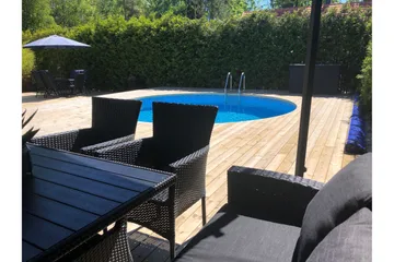Stålveggbasseng Premium Rund 3,5x1,5m Innebygd L:Carrara 0. - Planet Pool - Hage - Utendørsbad - Basseng - Frittstående basseng