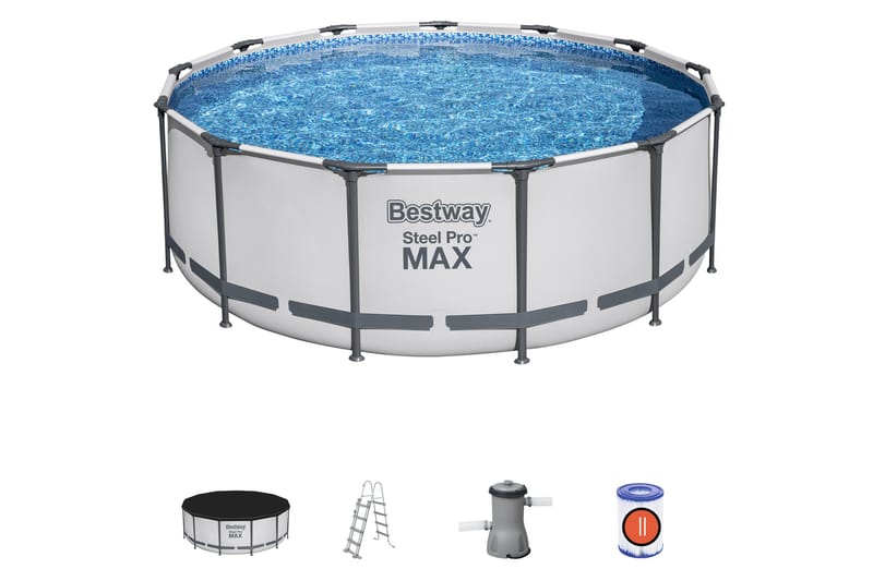 Steel Pro MAX Basseng over Bakken 396 cm Rund Grå - Hage - Utendørsbad - Basseng - Frittstående basseng