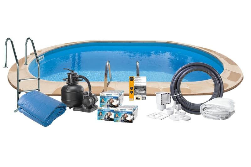 Basseng Stål Swim & Fun Nedgravd Oval 800 x 400 x 150 cm - 800 x 400 x 150 cm - Hage - Utendørsbad - Basseng - Nedgravd basseng