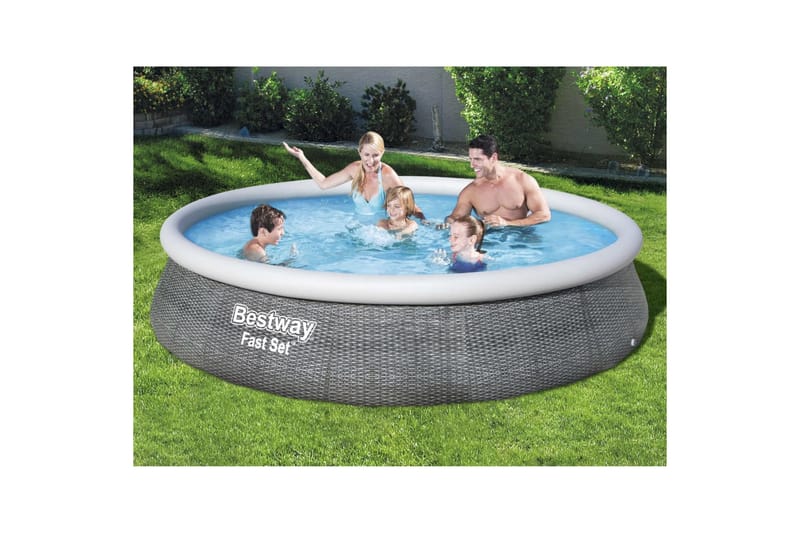 Bestway Oppblåsbart basseng Fast Set med pumpe 396x84 cm - Grå - Oppblåsbart basseng & plastbasseng