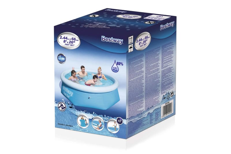 Bestway Oppblåsbart svømmebasseng Fast Set rundt 244x66 cm - Blå - Oppblåsbart basseng & plastbasseng