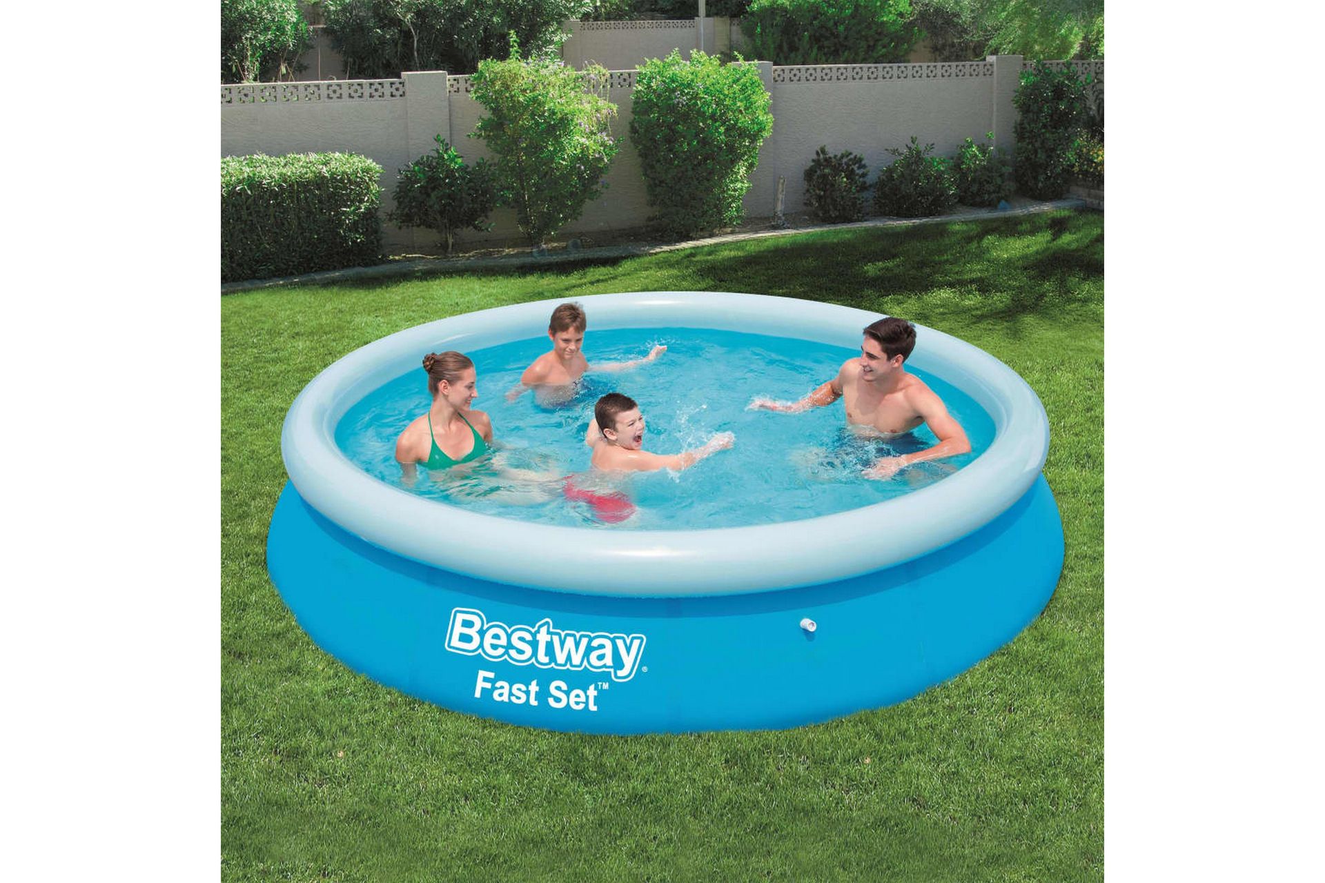 Bestway Oppblåsbart svømmebasseng Fast Set rundt 366x76 cm - Blå - Hage - Utendørsbad - Basseng - Oppblåsbart basseng & plastbasseng