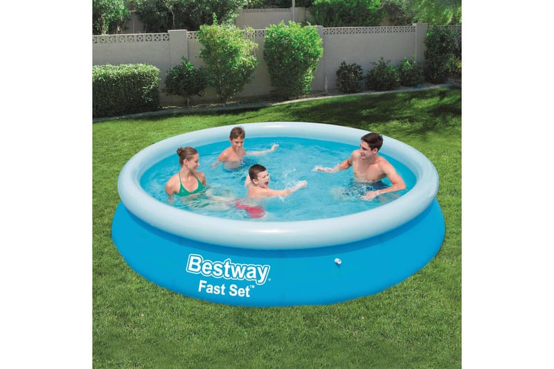 Bestway Oppblåsbart svømmebasseng Fast Set rundt 366x76 cm - Blå - Oppblåsbart basseng & plastbasseng