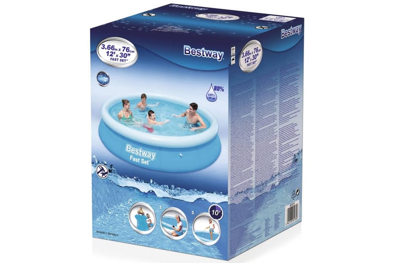 Bestway Oppblåsbart svømmebasseng Fast Set rundt 366x76 cm - Blå - Hage - Utendørsbad - Basseng - Oppblåsbart basseng & plastbasseng