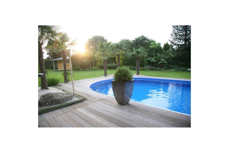 Stålveggspool Planet Pool Premium Oval 8 x 4,2 m, Persia Grå - 8 x 4,2 m, Persia Grå - Hage - Utendørsbad - Basseng - Frittstående basseng