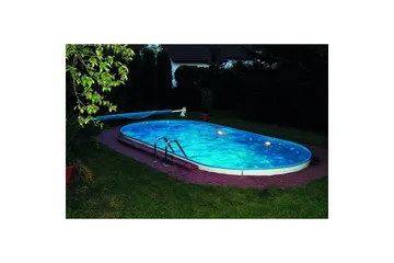 Stålveggspool Planet Pool Premium Oval 6 x 3,2 m, Persia Grå - 6 x 3,2 m, Persia Grå - Hage - Utendørsbad - Basseng - Frittstående basseng