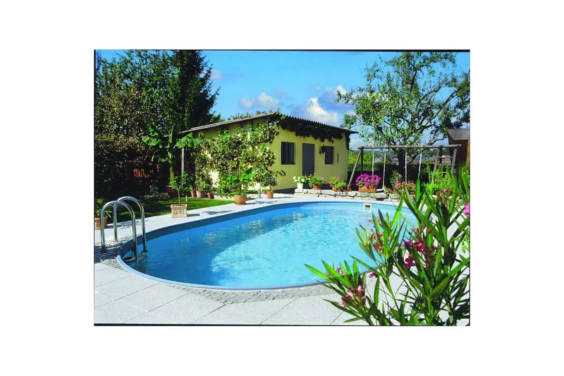 Stålveggspool Planet Pool Premium Oval 6 x 3,2 m, Persia Grå - 6 x 3,2 m, Persia Grå - Hage - Utendørsbad - Basseng - Frittstående basseng