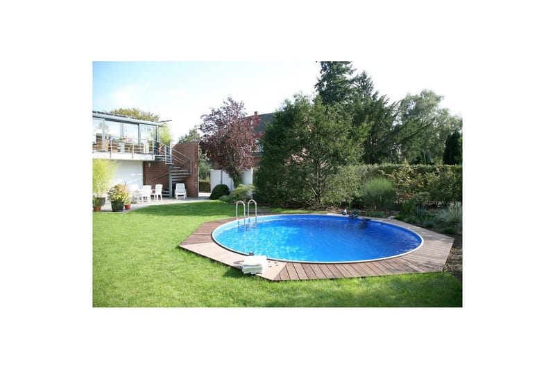 Stålveggspool Planet Pool Premium Rund Ø 5 m, Persia Blå, 1,5 m - Ø 5 m, Persia Blå, 1,5 m - Hage - Utendørsbad - Basseng - Frittstående basseng