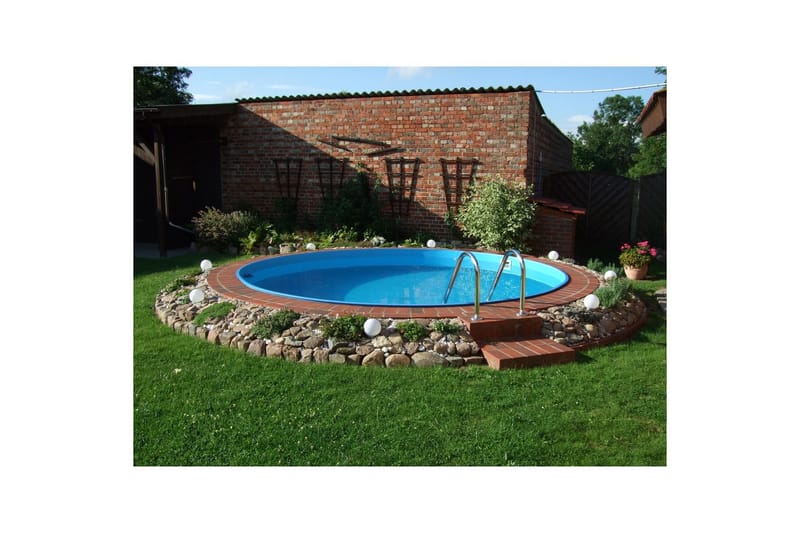 Stålveggspool Planet Pool Premium Rund Ø 5 m, Persia Blå, 1,5 m - Ø 5 m, Persia Blå, 1,5 m - Hage - Utendørsbad - Basseng - Frittstående basseng