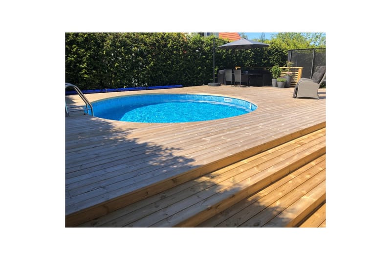 Stålveggspool Planet Pool Premium Rund Ø 5 m, Persia Blå, 1,5 m - Ø 5 m, Persia Blå, 1,5 m - Hage - Utendørsbad - Basseng - Frittstående basseng