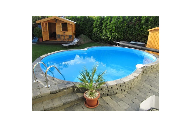 Stålveggspool Planet Pool Premium Åtteformet 7,25 x 4,6 m, Persia Grå - 7,25 x 4,6 m, Persia Grå - Hage - Utendørsbad - Basseng - Frittstående basseng