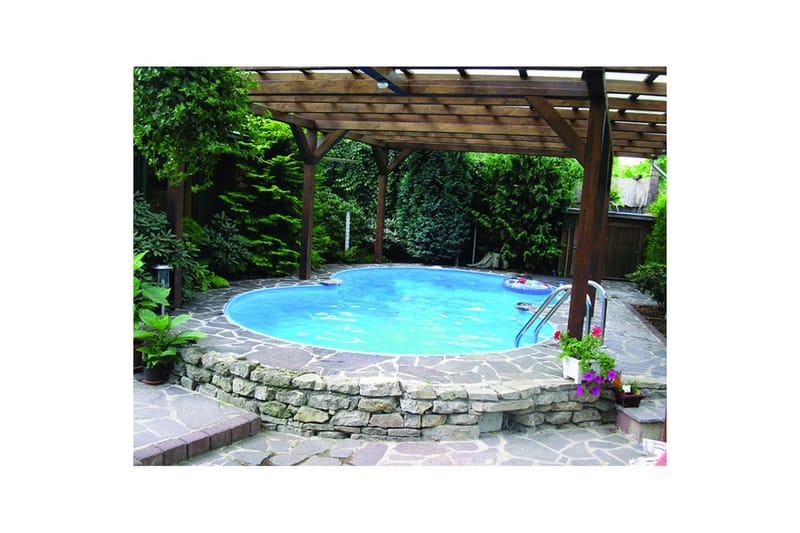 Stålveggspool Planet Pool Premium Åtteformet 7,25 x 4,6 m, Persia Grå - 7,25 x 4,6 m, Persia Grå - Hage - Utendørsbad - Basseng - Frittstående basseng