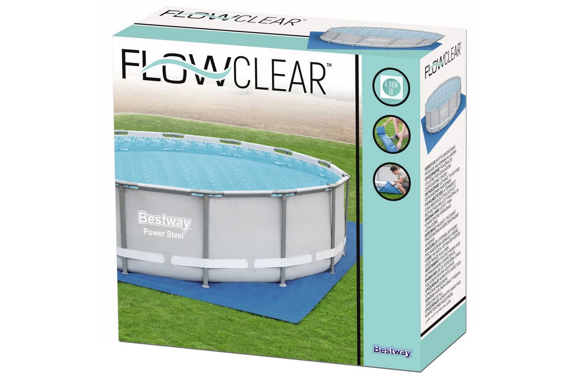 Bestway Bassengduk Flowclear 488x488 cm - Blå - Hage - Utendørsbad - Bassengtilbehør - Bassengduk & liner