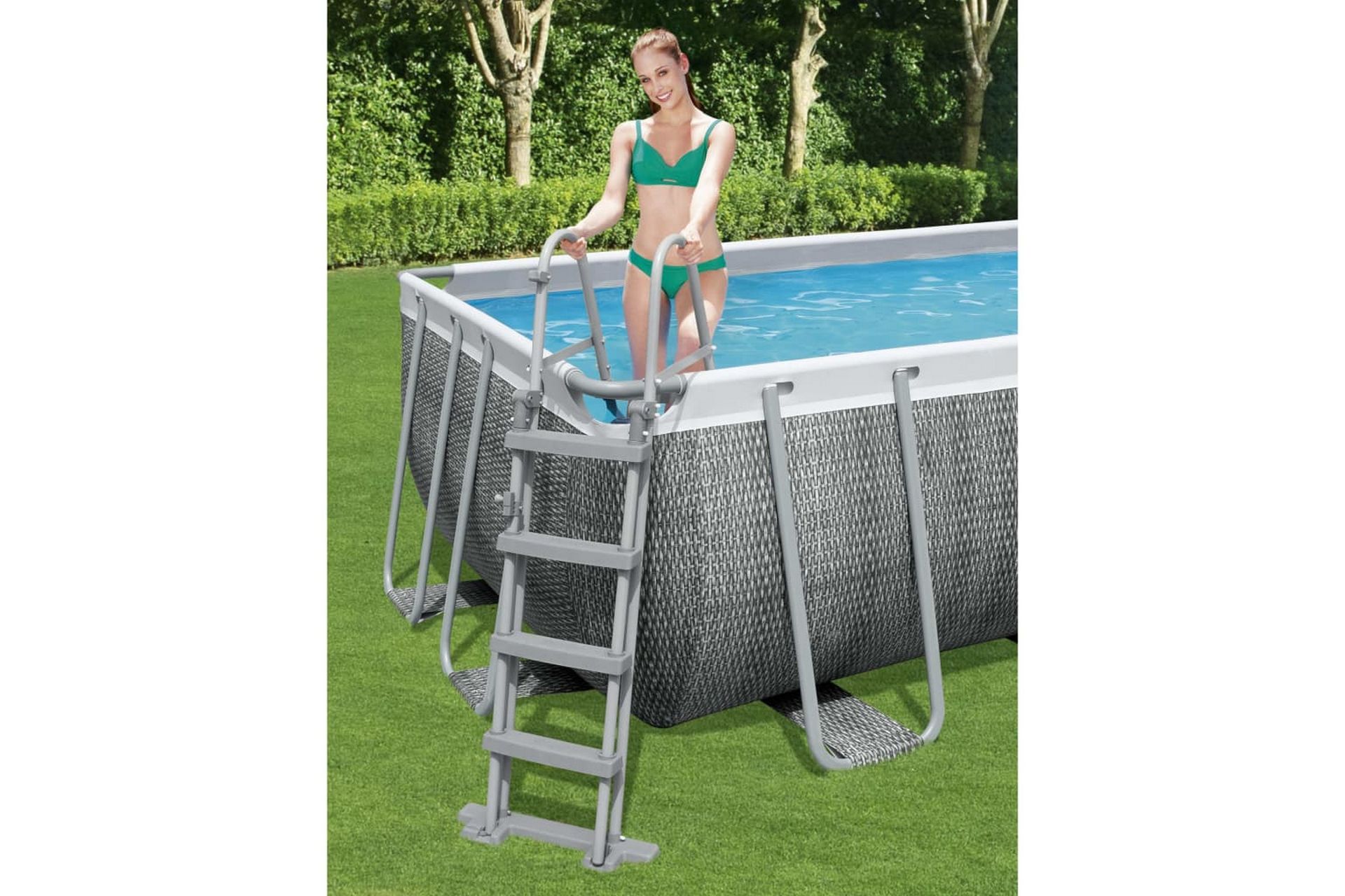 Bestway Sikkerhetsstige Flowclear 4-trinns 122 cm - Grå - Hage - Utendørsbad - Bassengtilbehør - Bassengstige