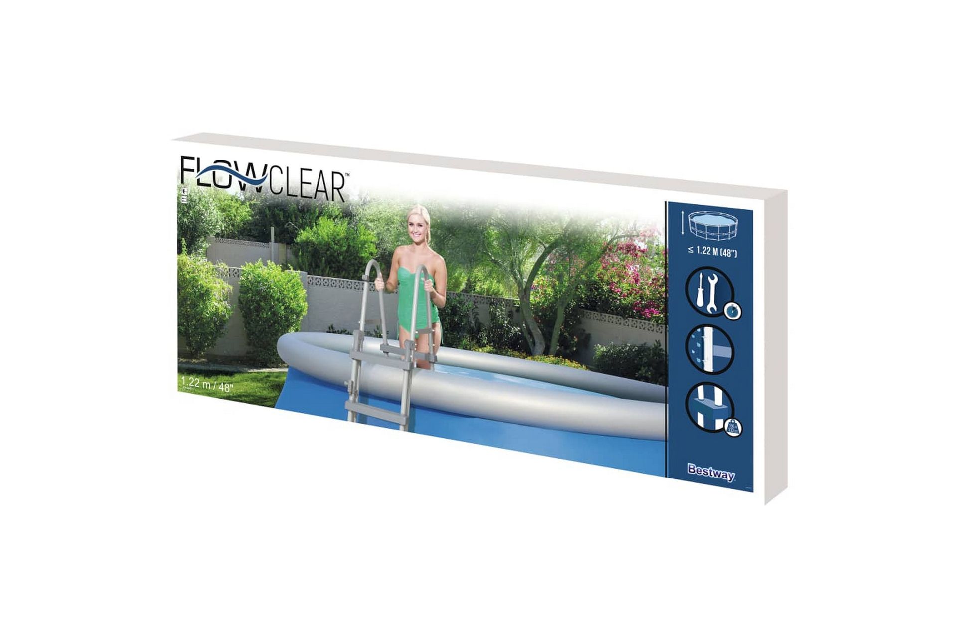 Bestway Sikkerhetsstige Flowclear 4-trinns 122 cm - Grå - Hage - Utendørsbad - Bassengtilbehør - Bassengstige