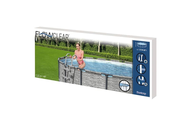 Bestway Sikkerhetsstige Flowclear 4-trinns 122 cm - Grå - Hage - Utendørsbad - Bassengtilbehør - Bassengstige