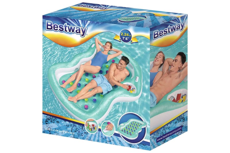 Bestway Flytemadrass Double Designer 224x174 cm - Flerfarget - Hage - Utendørsbad - Bassengtilbehør - Vannleketøy