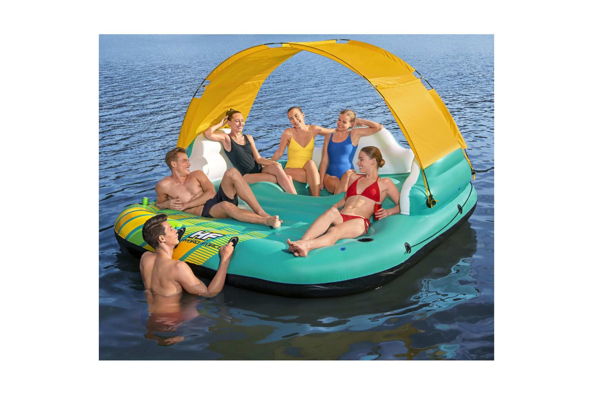 Bestway Oppblåsbar øy 5 personer Sunny Lounge 291x265x83 cm - Flerfarget - Hage - Utendørsbad - Bassengtilbehør - Vannleketøy