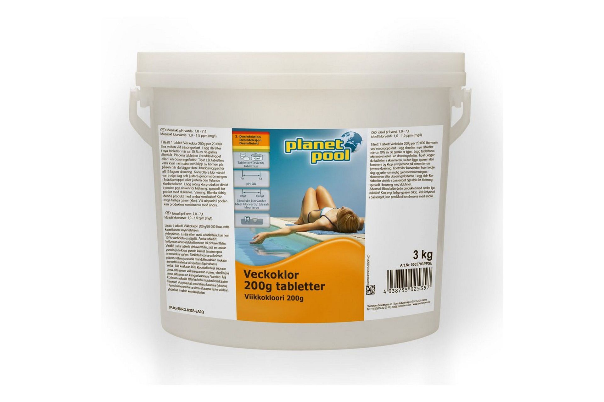 Annen rengjøring og renhold Planet Pool Vannpleie Planet Pool ukeklor 200 g tabletter 3 kg -