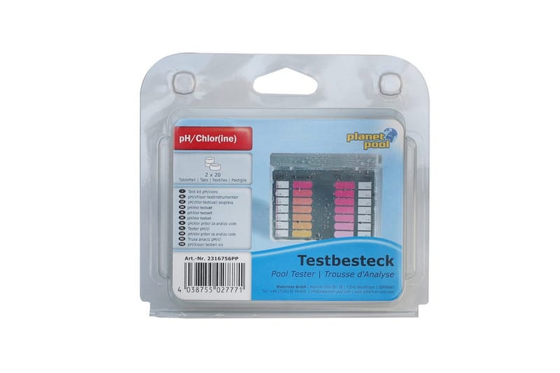 Annet utemøbler Planet Pool Måleinstrument Planet Pool Mini Pool Tester (pH/klor) inkl. 40 tabletter - Hage - Utendørsbad - Rengjøring til basseng - Basseng kjemi & klortabletter