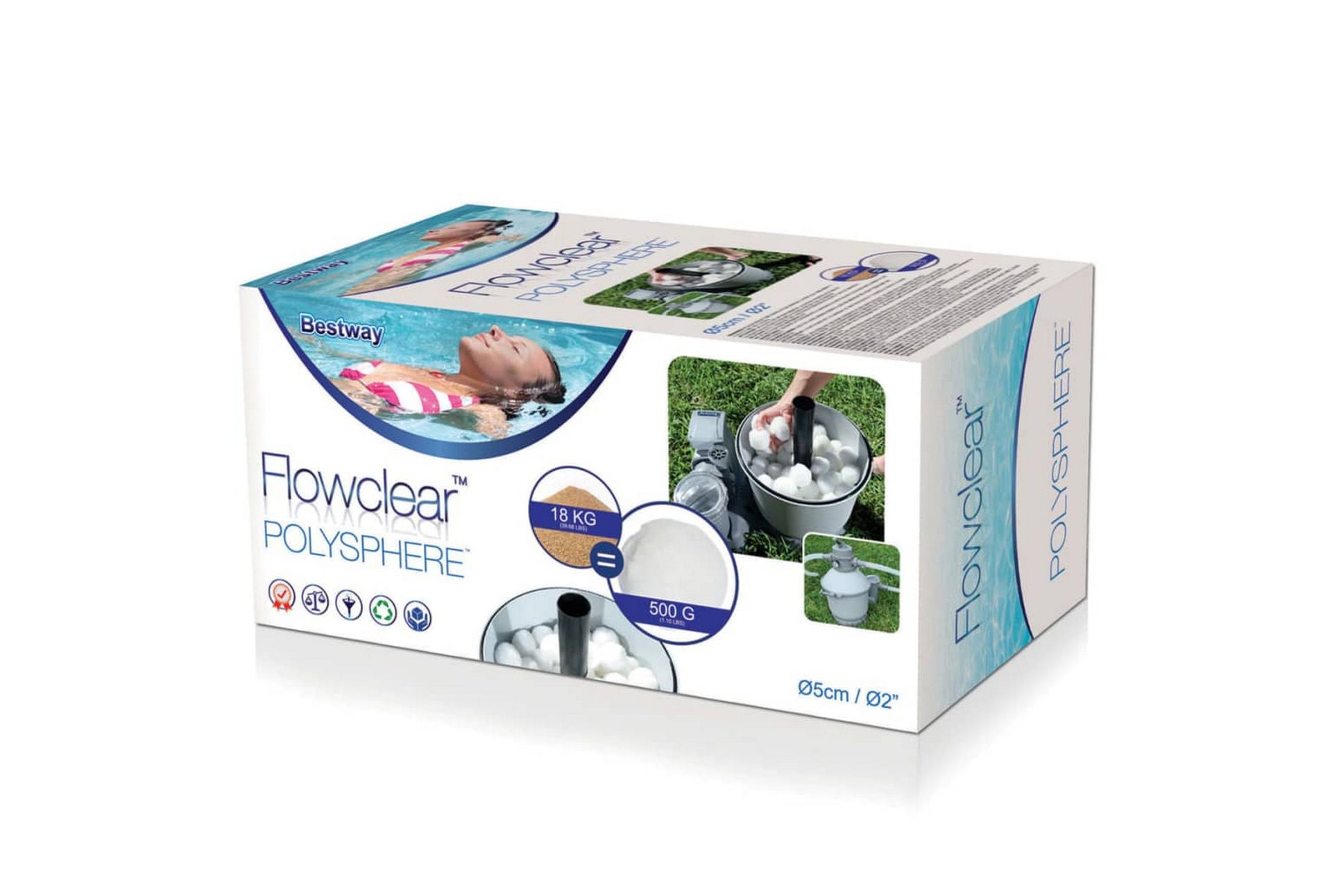 Bestway Flowclear Polysfære filterballer 500 g - Hvit - Hage - Utendørsbad - Rengjøring til basseng - Basseng kjemi & klortabletter