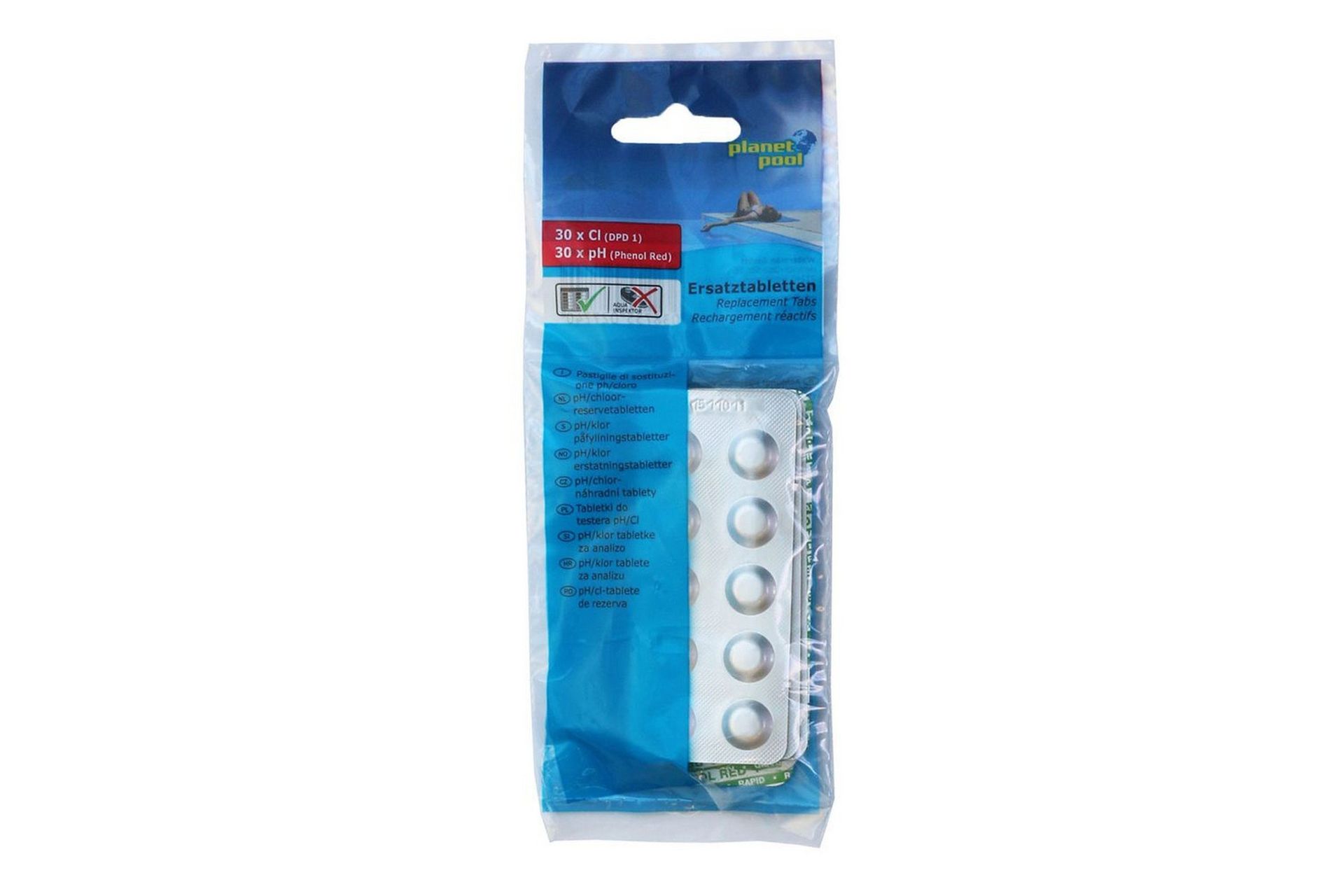 Erstatningstabletter Planet Pool Mini Pool Tester pH 30 stk Klor 30 stk -
