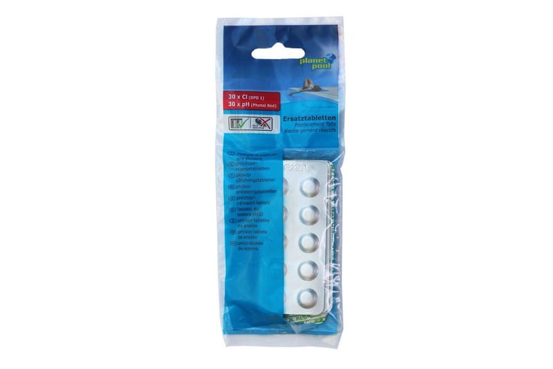 Erstatningstabletter Planet Pool Mini Pool Tester pH 30 stk Klor 30 stk, undefined