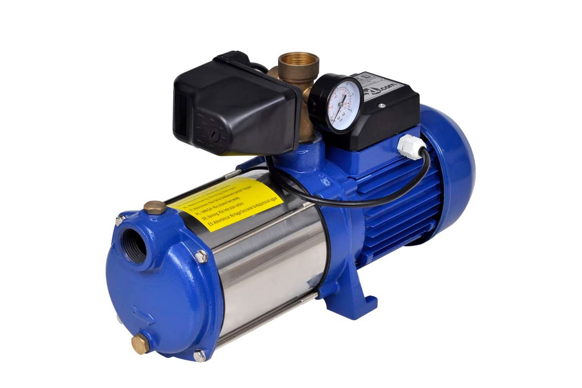 Jet-pumpe med trykkmåler 1300 W 5100 L/t blå - Hage - Utendørsbad - Rengjøring til basseng - Sirkulasjonspumpe & bassengpumpe