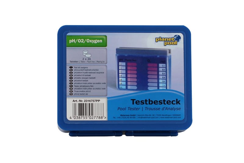 Måleinstrument Planet Pool Mini Pool Tester (pH/Aktivt Oksygen) inkl. 40 tabletter - Hage - Utendørsbad - Rengjøring til basseng - Basseng kjemi & klortabletter