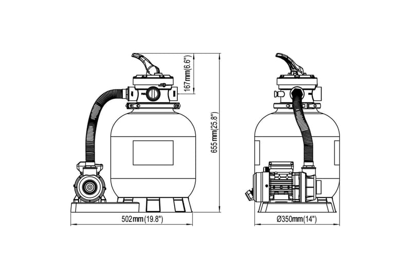 Sandfilterpumpe 600 W 17000 l/t - Hage - Utendørsbad - Rengjøring til basseng - Sandfilter
