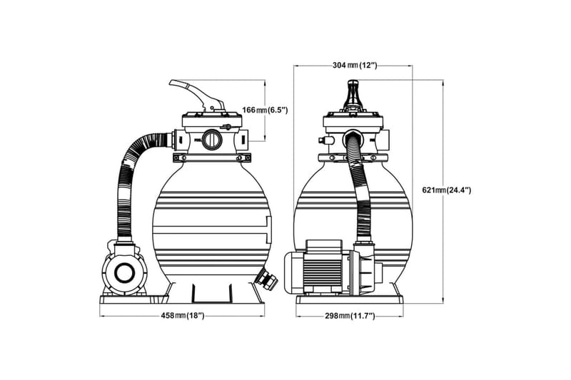 Sandfilterpumper 2 stk 400 W 11000 l/t - Blå - Hage - Utendørsbad - Rengjøring til basseng - Sandfilter