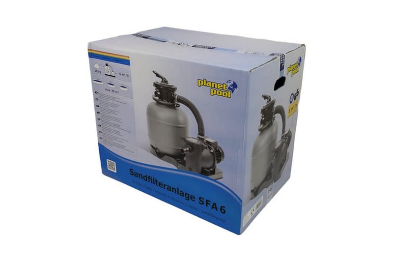 Sandfilterpumpe Planet Pool Monteringsplate 6-veis-ventil L (Filter Ø 400 mm Pumpe 8,0 m³/t), L (Filter Ø 400 mm Pumpe 8,0 m³/t)
