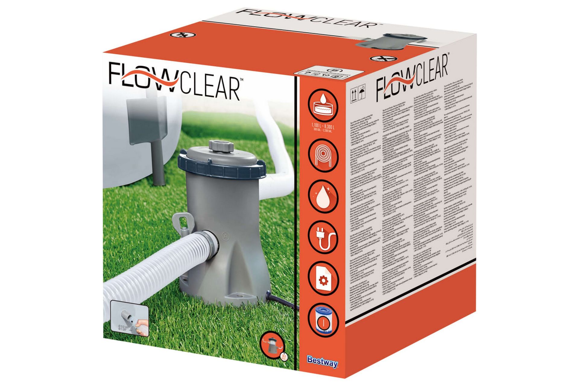Bestway Filterpumpe for basseng Flowclear 330 gal - Grå - Hage - Utendørsbad - Rengjøring til basseng - Sirkulasjonspumpe & bassengpumpe