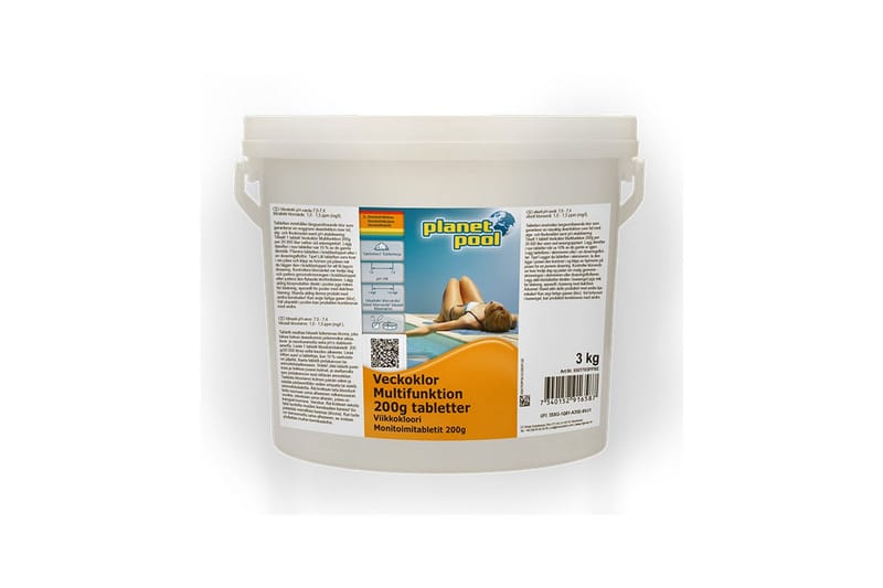 Vannpleie Planet Pool Uke-klor Multifunksjon 200g stykke 3 kg, 3 kg