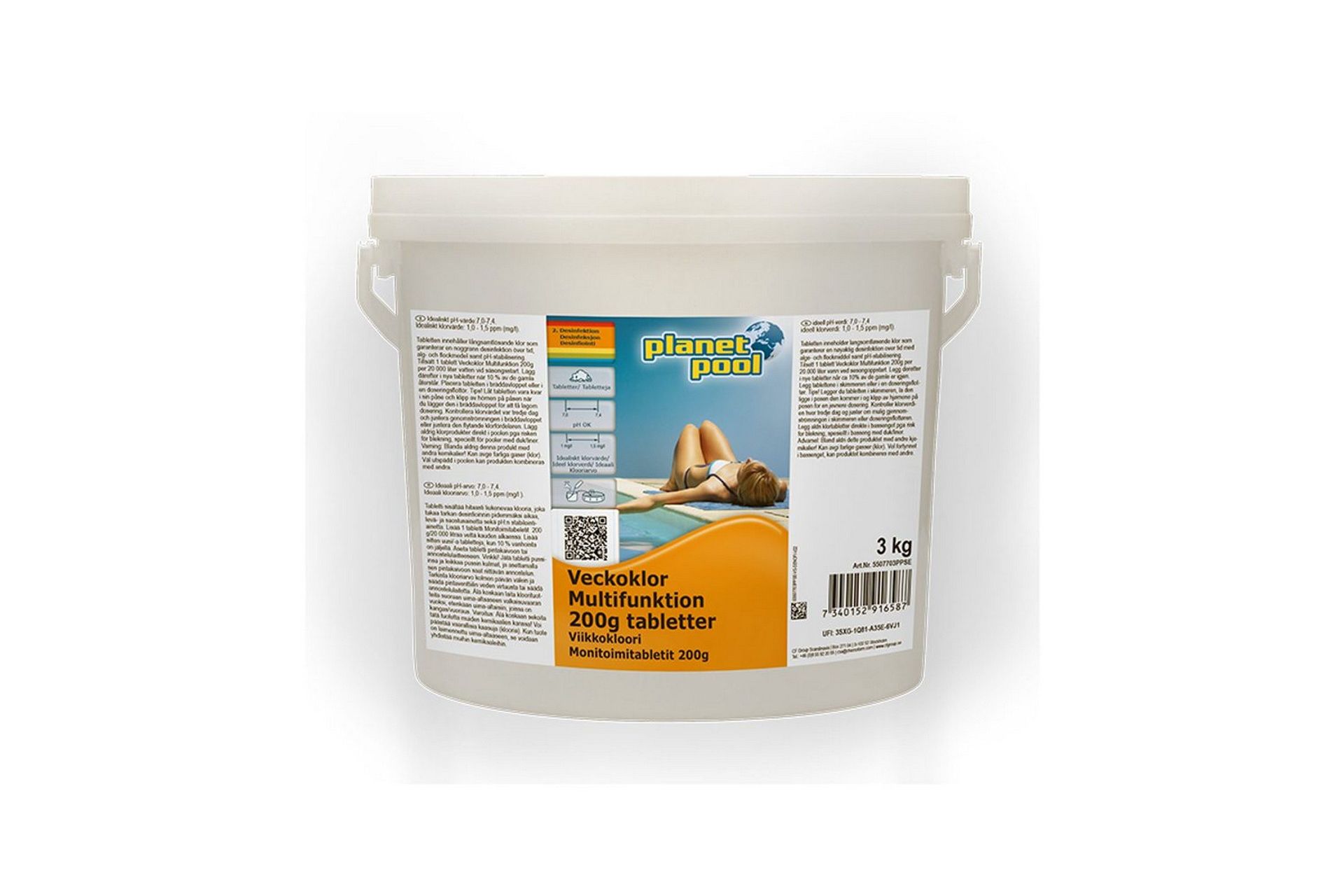 Vannpleie Planet Pool Uke-klor Multifunksjon 200g stykke 3 kg - 3 kg