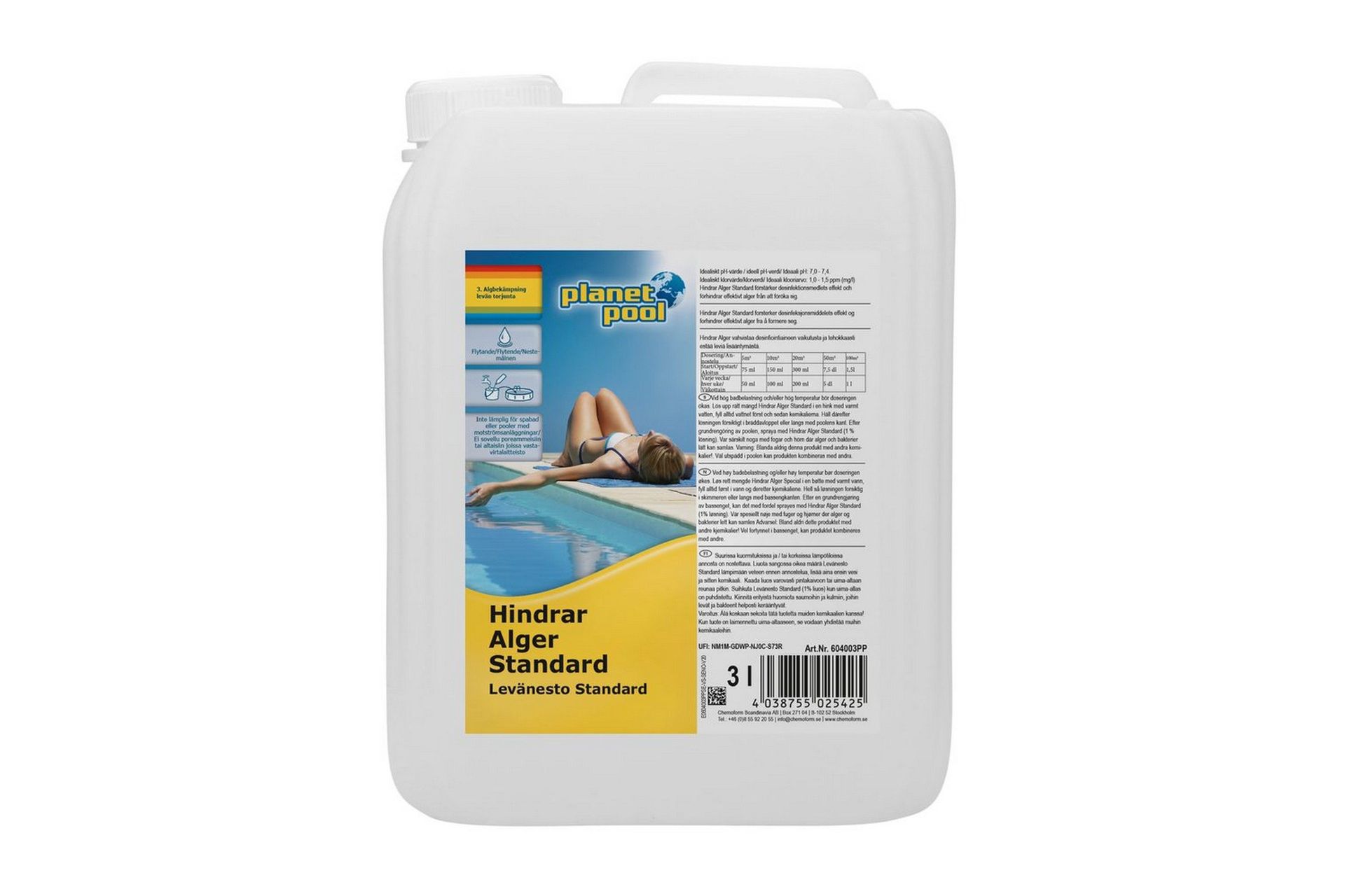 Vannpleie Planet Pool Hindrer Alger Standard 3 L - 3 L